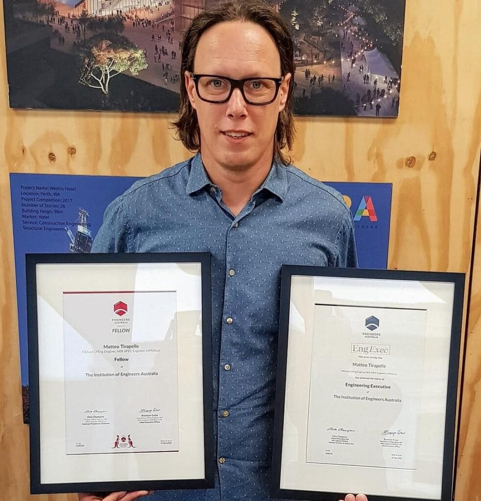 Matteo Tirapelle achieves the status of Engineer Executive from the Institute of Engineers Australia