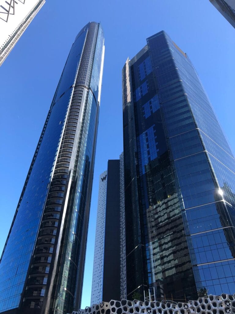 The One and 300 George Street Office tower at their best in the clear Brisbane Skyline