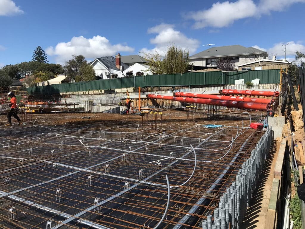 Noma Residences: first portion of the post tensioned ground floor slab has been poured