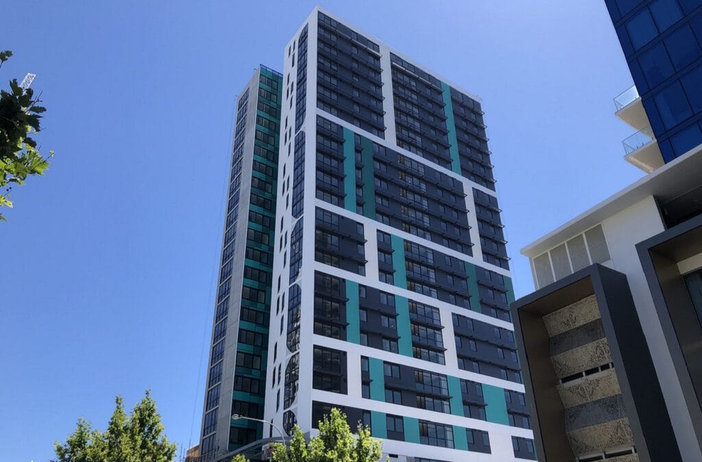 Northbridge, a 22-storey student accommodation building has been completed on Stirling Street.